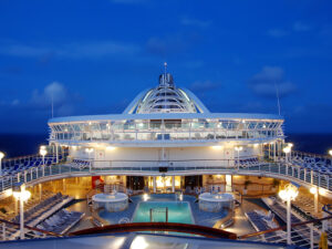 cruise ship deck at night